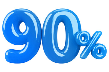 90 percentage discount number blue 3d render