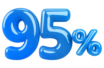 95 percentage discount number blue 3d render