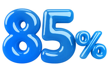 85 percentage discount number blue 3d render