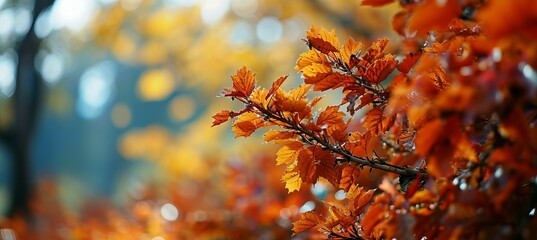 Autumn branch leaves Generative AI technology.	
