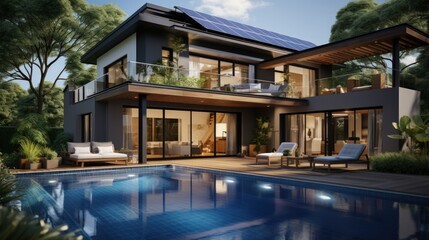 Luxurious Modern Villa with Rooftop Sun Terrace and Solar Panels