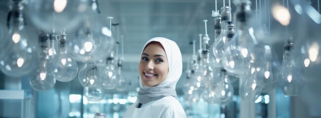 Arabic Female Research Scientist Employee Career Attractive Background Generative AI