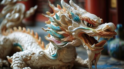 A Chinese dragon. Generative AI. - obrazy, fototapety, plakaty
