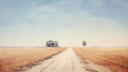 Fototapeta premium beautiful minimalist art road warm bright summer day