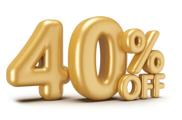 40 percentage off sale discount number gold 3d render