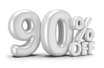 90 percentage off sale discount number white 3d render