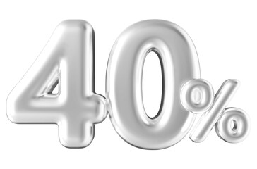 40 percentage off sale discount number white 3d render