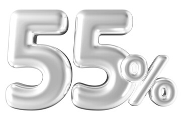 55 percentage off sale discount number white 3d render