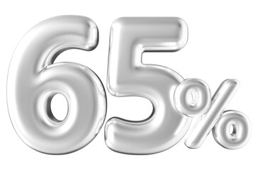 65 percentage off sale discount number white 3d render