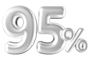 95 percentage off sale discount number white 3d render