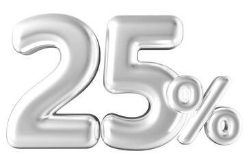 25 percentage off sale discount number white 3d render
