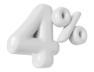 4 percentage off sale discount number white 3d render