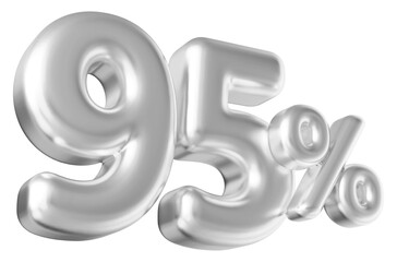 95 percentage off sale discount number white 3d render