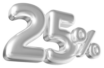 25 percentage off sale discount number white 3d render