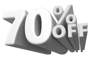 70 percentage off sale discount number white 3d render