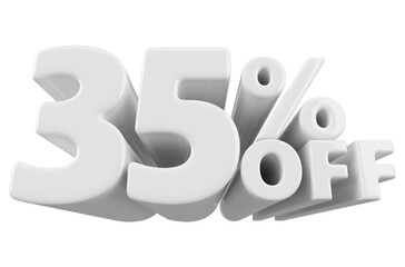 35 percentage off sale discount number white 3d render