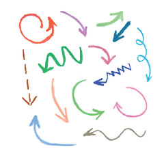 Arrows drawn with pencils by hand. Arrows Doodle.