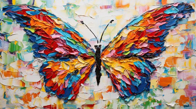 butterfly as mixed media mosaic palette