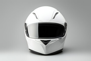 White motorcycle full face helmet mockup on grey background