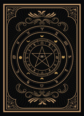 Divine magic occult vintage label symbolism vector