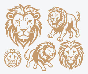 Lion Simple Flat Logo Minimalist Vector illustration