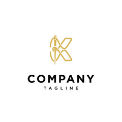 Letter K Needle logo icon vector template.eps