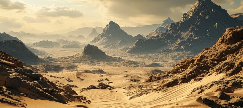 Dune desert balley landscape. Generative AI technology.