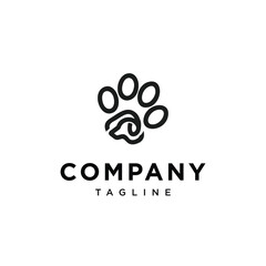 Paw Dog line art logo icon vector template.eps
