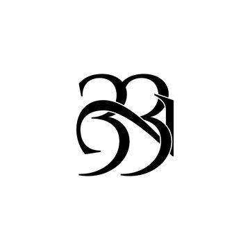 323 lettering initial monogram logo design