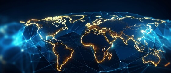 Global network connection World map abstract technology background global business innovation concept --