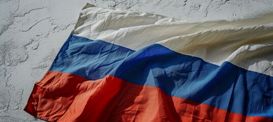 Russia flag on floor. Country independence day concept. Generative AI technology.