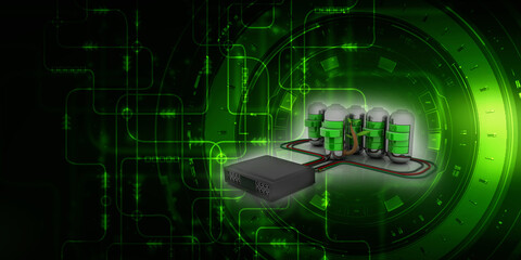 3d rendering Transmitter WiFi with solar battery
