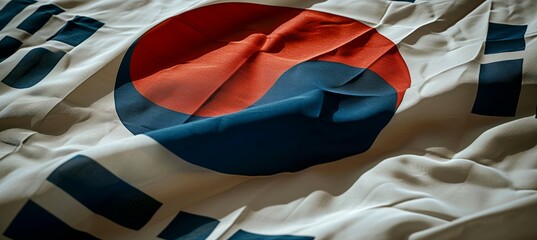 Closeup South Korea flag. Generative AI technology.