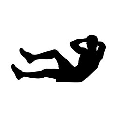 Fototapeta na wymiar Sporty man stretching and warm-up doing special exercises for muscles, man stretching silhouette