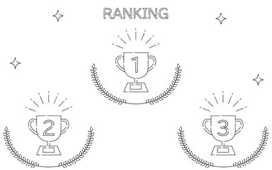 Fototapeta na wymiar Simple trophy and laurel ranking icon set, 1st-3rd place