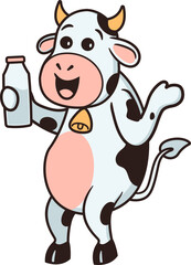 Cow Carrying Milk Drinking Bottle Cute Cartoon Character