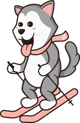 Excited Dog Character Playing Ice Skating