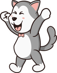 Dog Cartoon Character Standing with Happy Expression