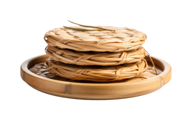 Experience the Warmth of Natural Rattan in Every Sip with Coasters on White or PNG Transparent Background