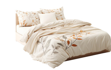 Transform Your Bedroom into a Haven of Comfort with an Organic Cotton Natural Bedding Set on White or PNG Transparent Background