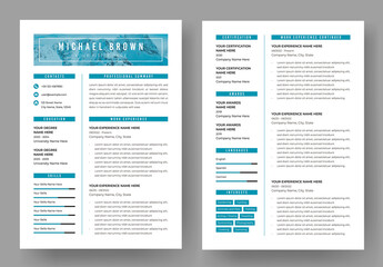 Resume And Cover Letter With Blue Accents