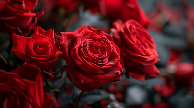 red roses, rose bouquet, bruch of rose, valentine's day. Generated AI.