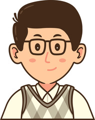 Male Business Avatar, Man with Glasses Wearing Knitted Vest
