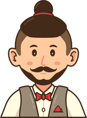 Male Business Avatar, Man with Mustache and Beard Wearing a Vest