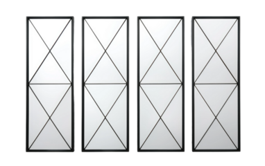 Steel Framed Wall Mirrors with Sleek Modern Design on White or PNG Transparent Background