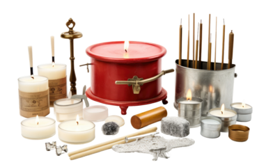 Vintage-Inspired Paraffin Wax Making Kit on White or PNG Transparent Background