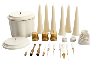 Vintage-Inspired Paraffin Wax Candle Kit on White or PNG Transparent Background