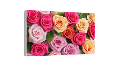 Wall Panel Heater with Vibrant Roses on White or PNG Transparent Background