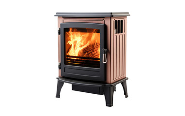 Wood Pellet Stove with Glass Door for Stylish Heating on White or PNG Transparent Background