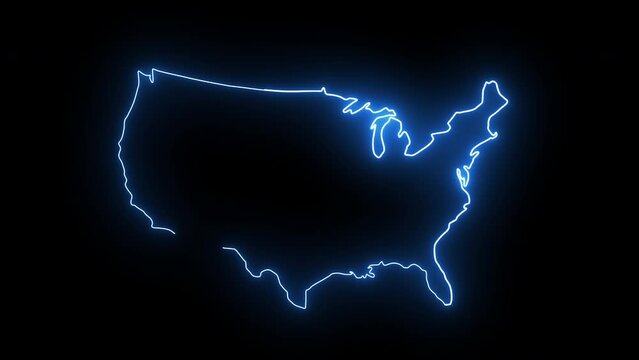 Animated American map icon with a glowing neon effect